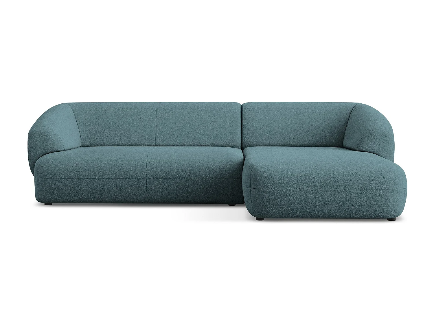 Canapé d'angle 3 places modulaire droit en tissu bouclette - jeans - MOANA