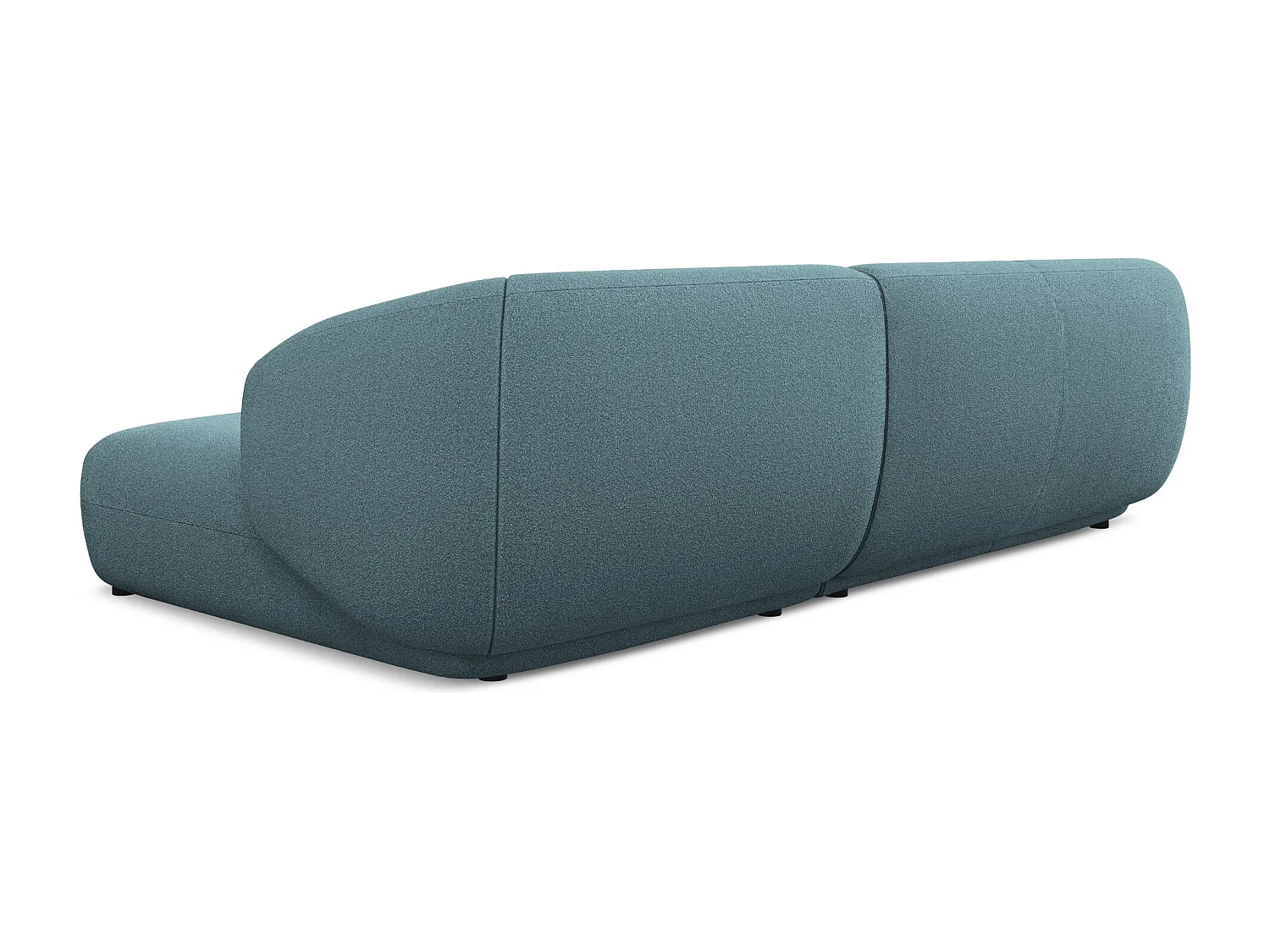 Canapé d'angle 3 places modulaire droit en tissu bouclette - jeans - MOANA