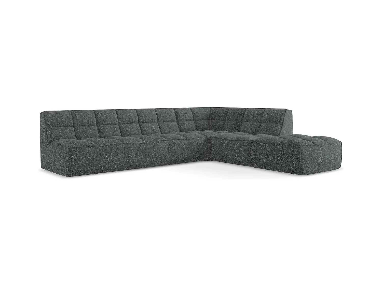 Canapé d'angle 5 places modulaire droit en tissu texturé - graphite - KALAI