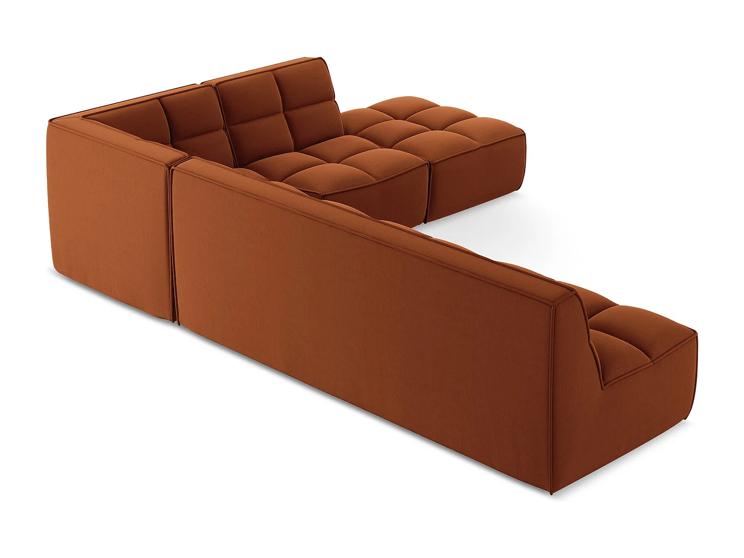 5-Sitzer Modulares Ecksofa - Ecke Rechts - Samt - Terrakotta - KALAI