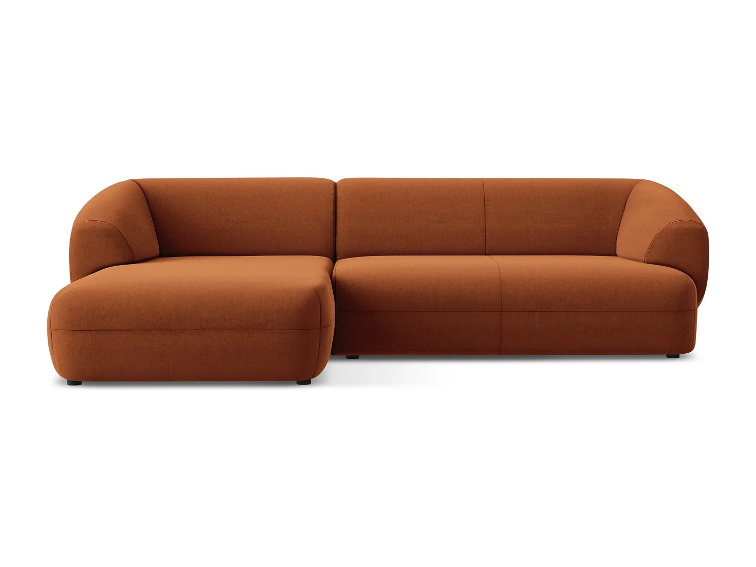 Narożnik lewostronny - z tkaniny welwetowej - terakota - MOANA