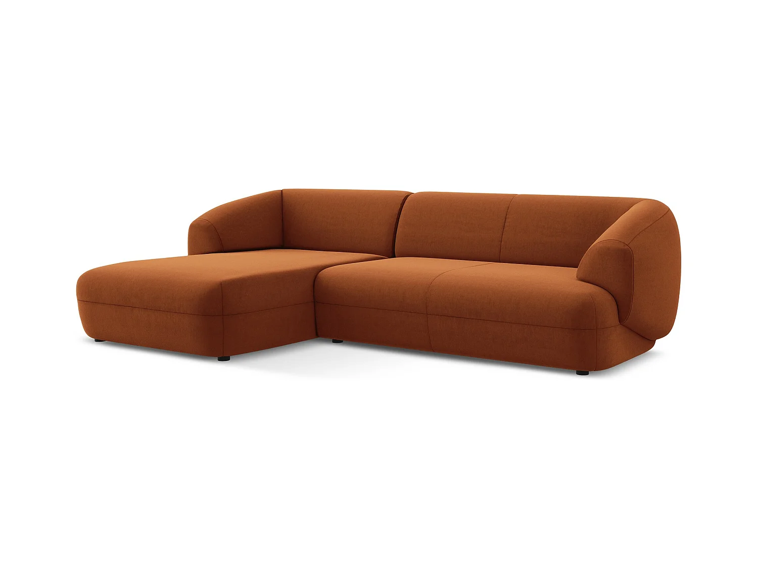 Modulaire hoekbank links van terracotta velours - MOANA