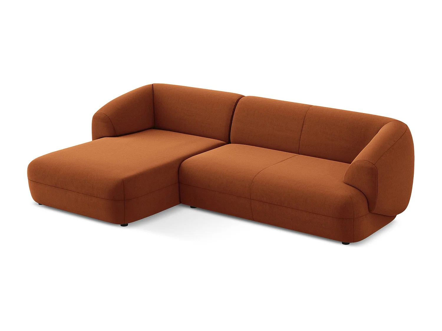 Canapé d'angle 3 places modulaire gauche en velours - terre cuite - MOANA