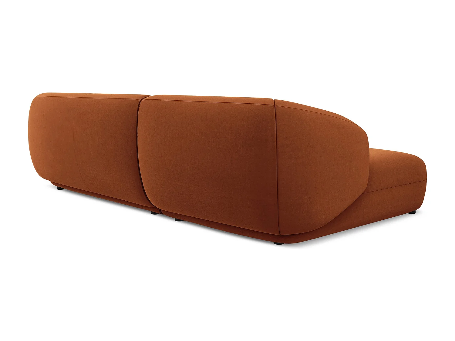 Canapé d'angle 3 places modulaire gauche en velours - terre cuite - MOANA