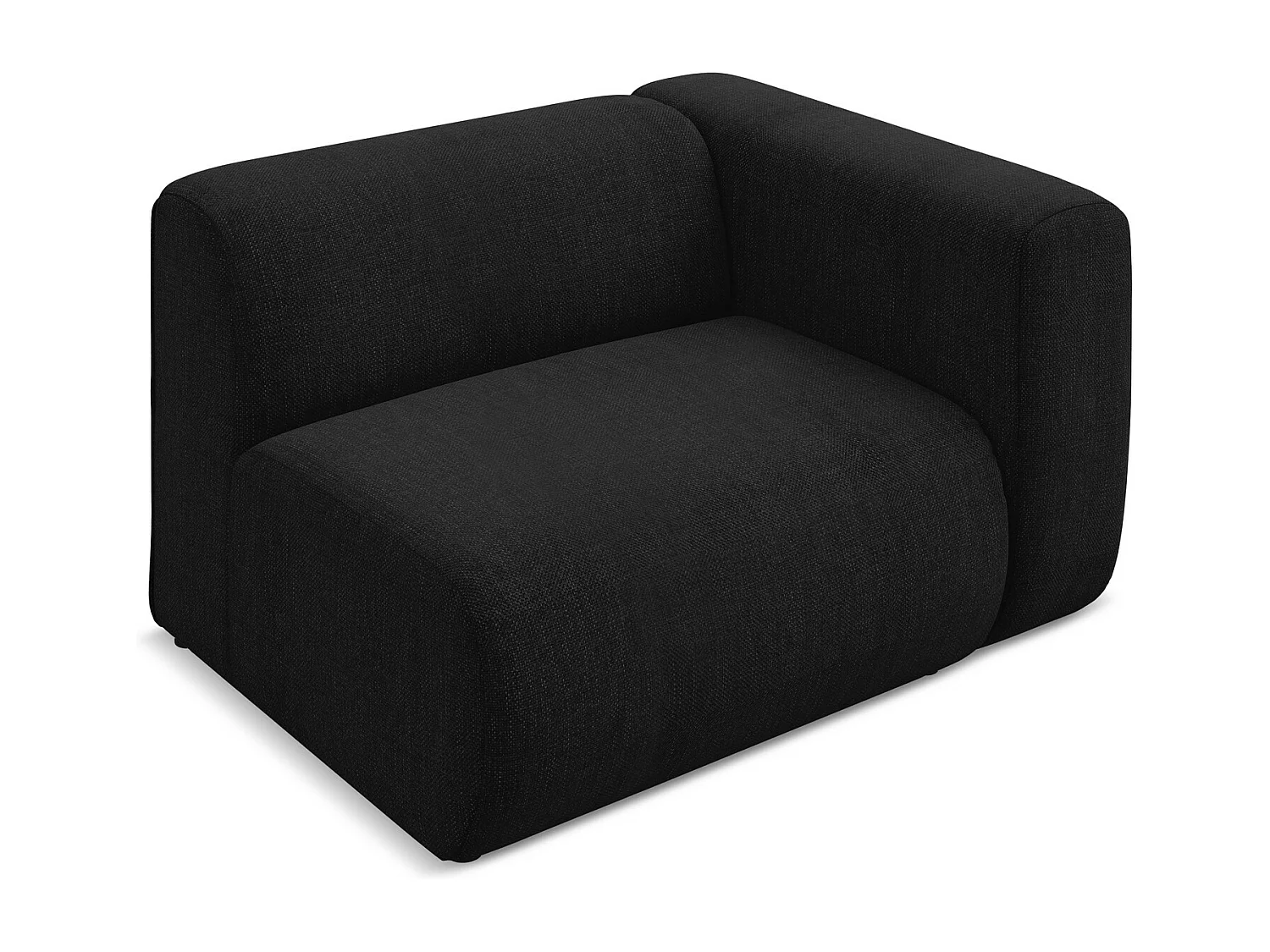 Module avec accoudoirs droit en tissu chenille - noir - EKAHI