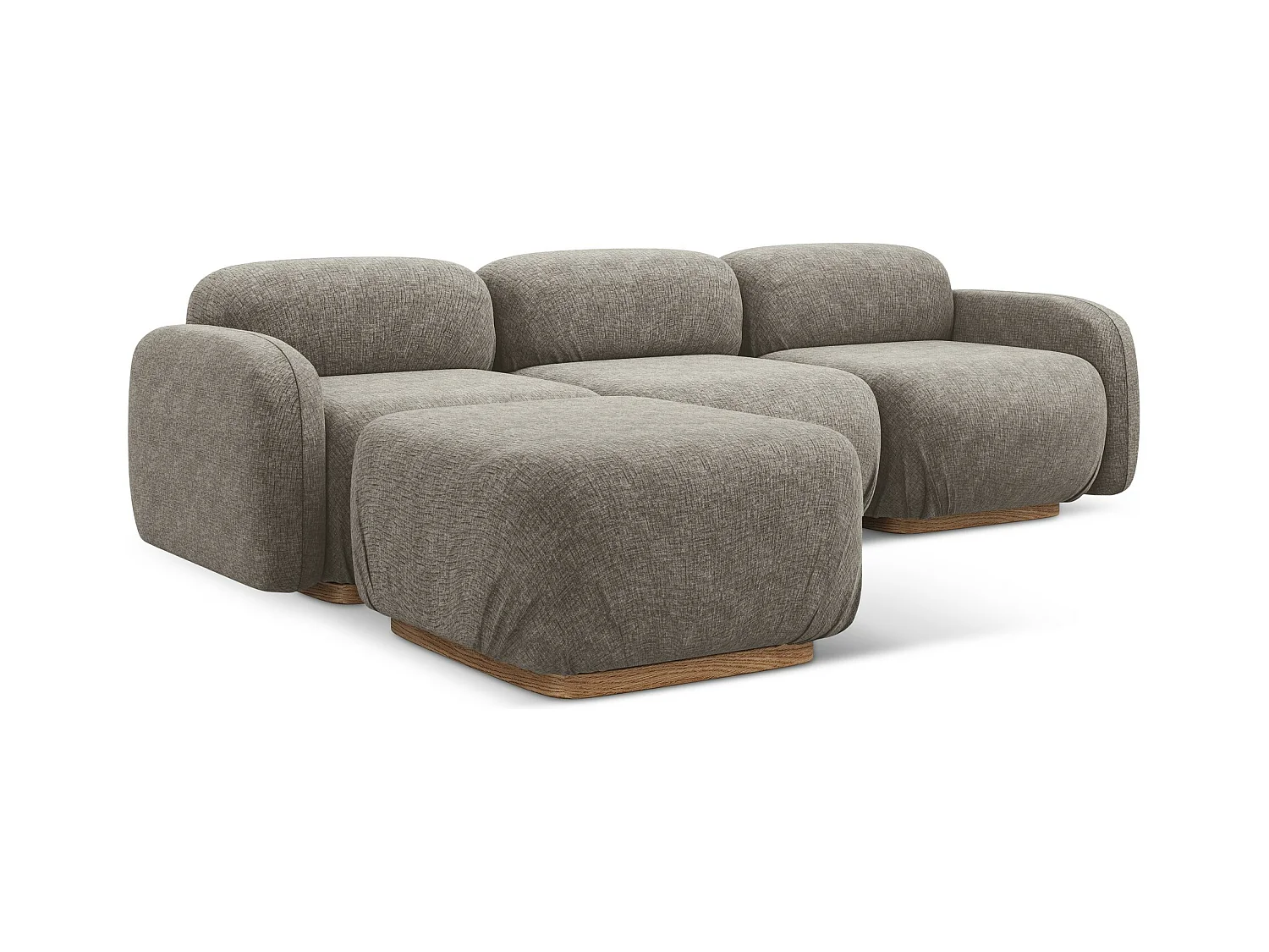 Canapé d'angle réversible en tissu chenille - taupe - AILANI