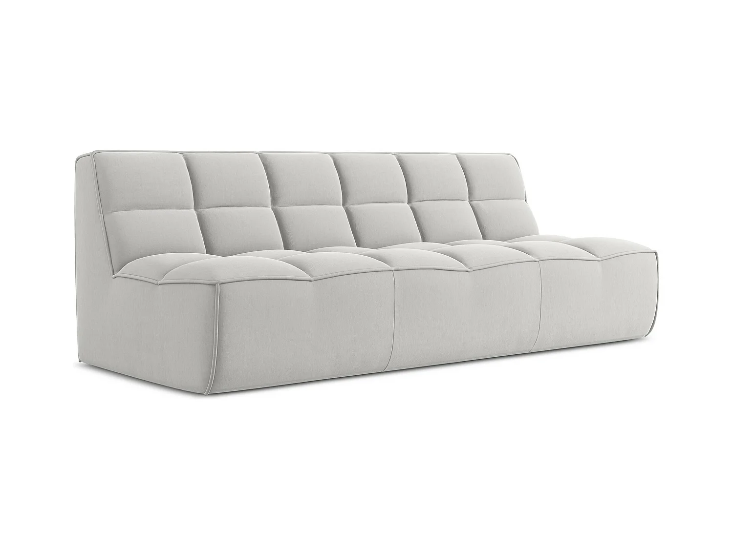 Driezits modulaire bank van zilver velours - KALAI