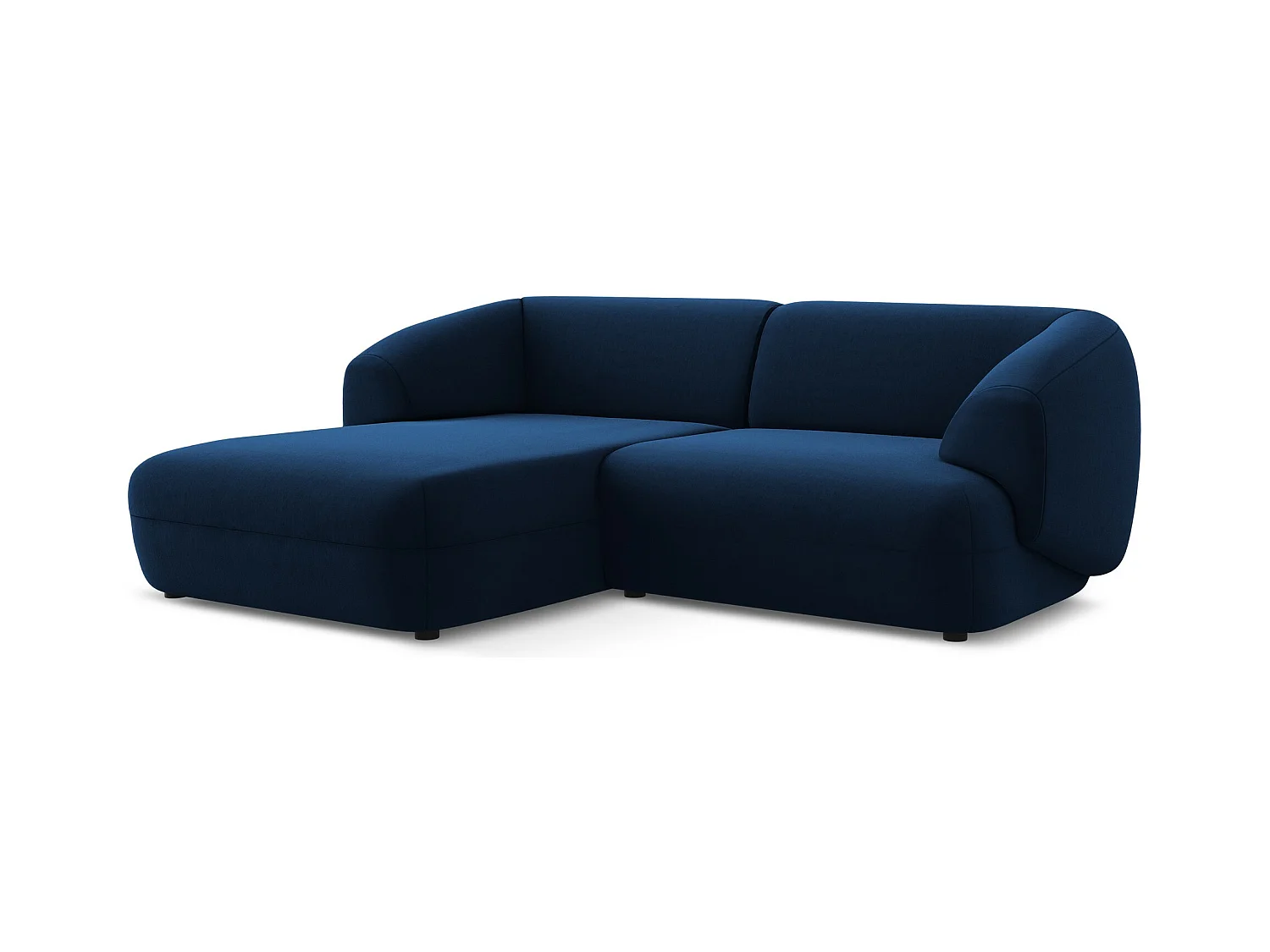 Canapé d'angle 2,5 places modulaire gauche en velours - bleu royal - MOANA