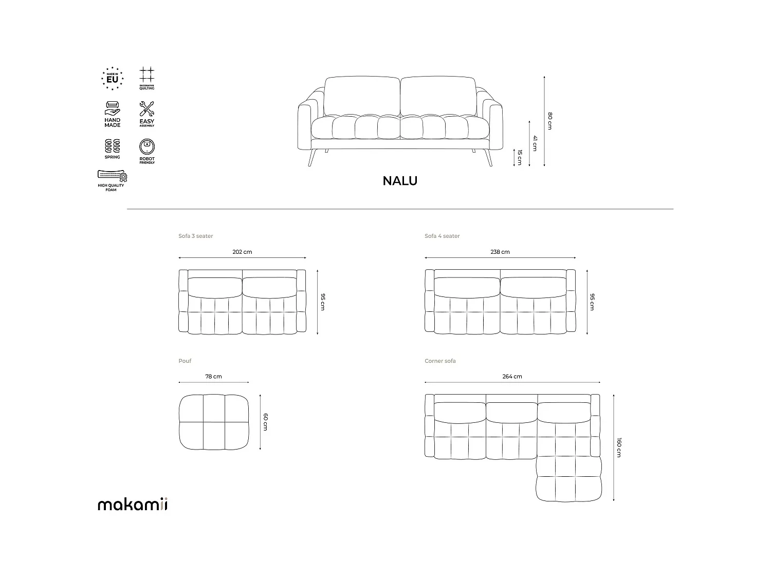 4-Sitzer Sofa - - Samt - Lavendel - NALU
