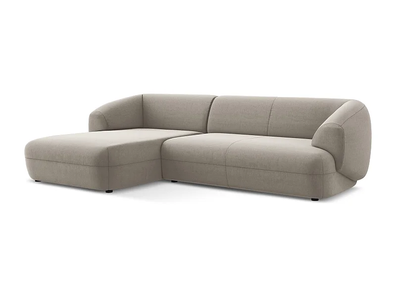 3-Sitzer Modulares Ecksofa - Ecke Links - Samt - Taupe - MOANA