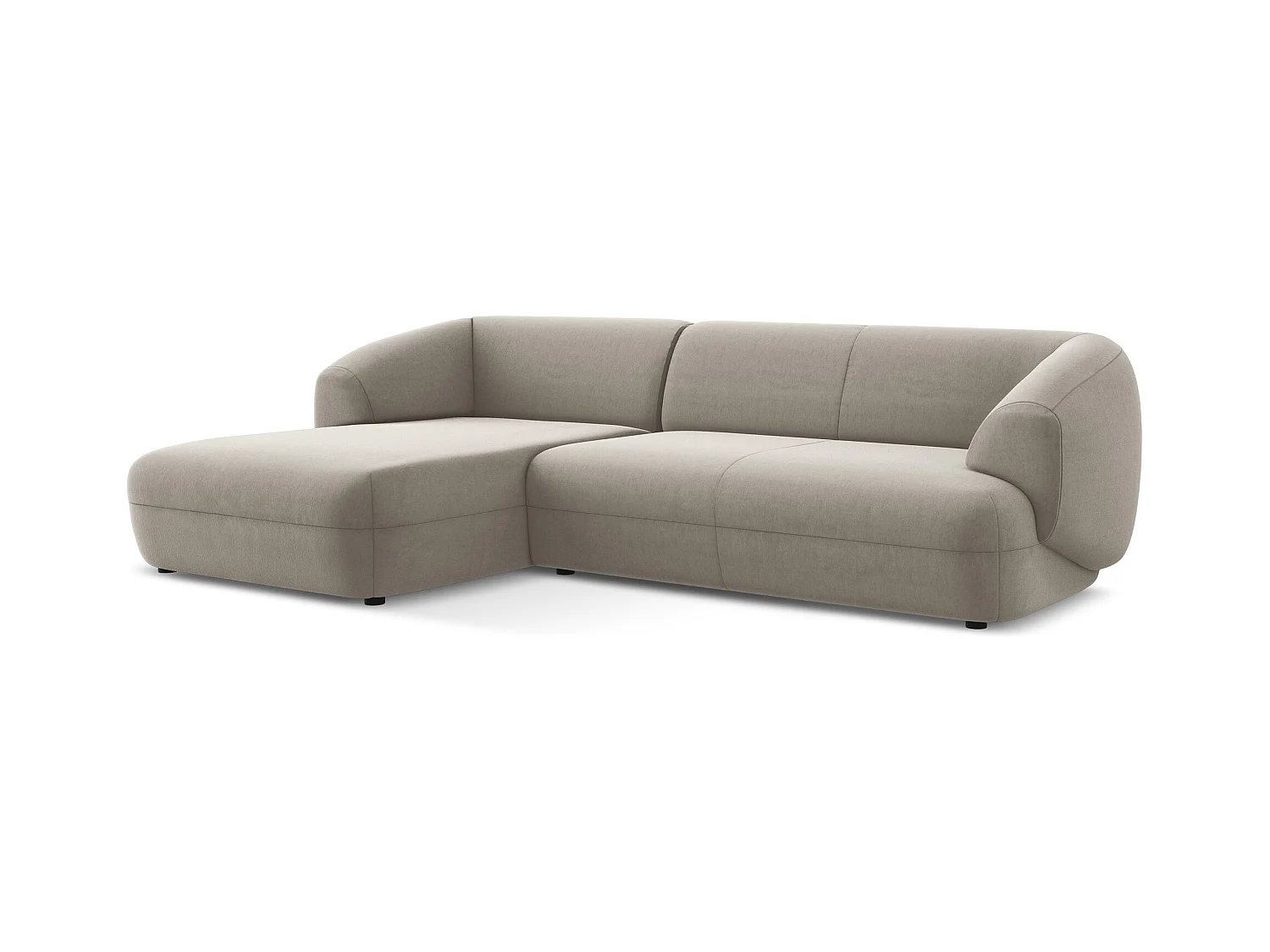 Canapé d'angle 3 places modulaire gauche en velours - taupe - MOANA