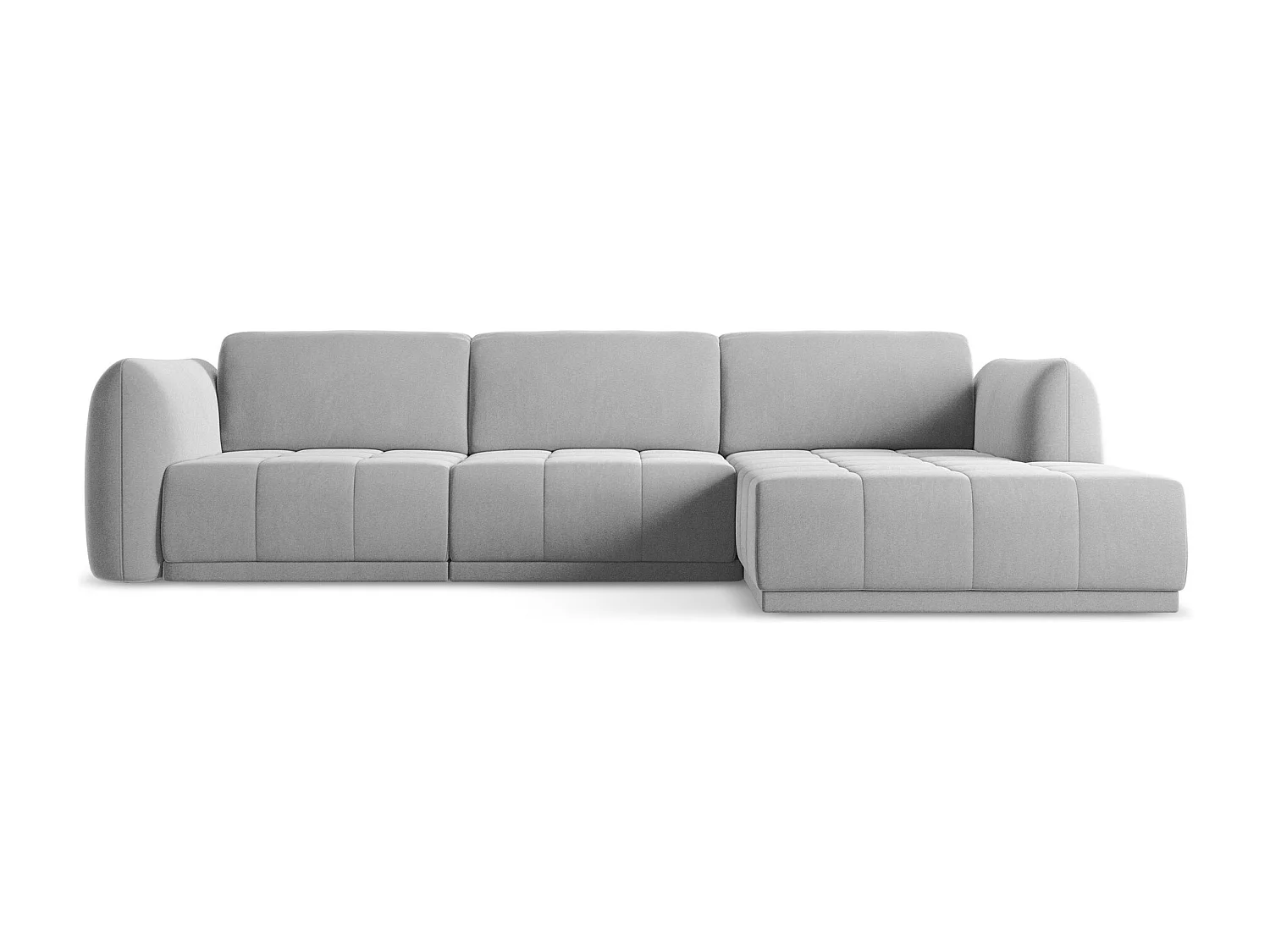 Ecksofa - Ecke Rechts - Samt - Grau - HOKU