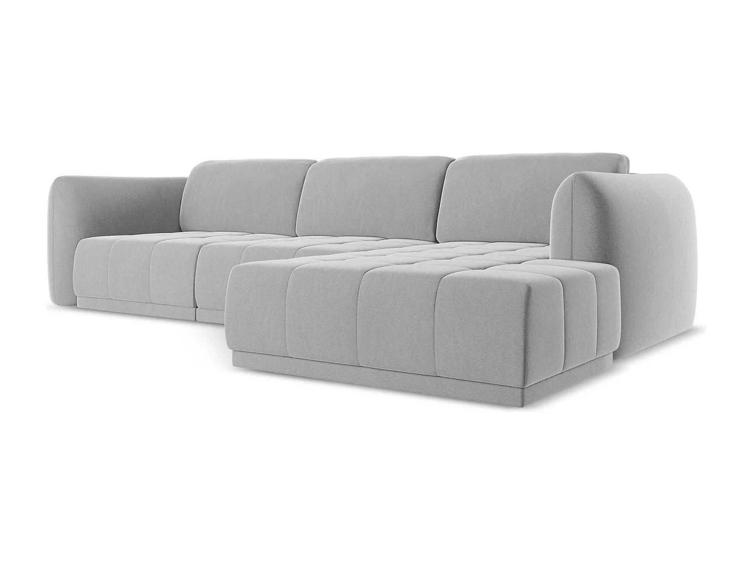 Ecksofa - Ecke Rechts - Samt - Grau - HOKU