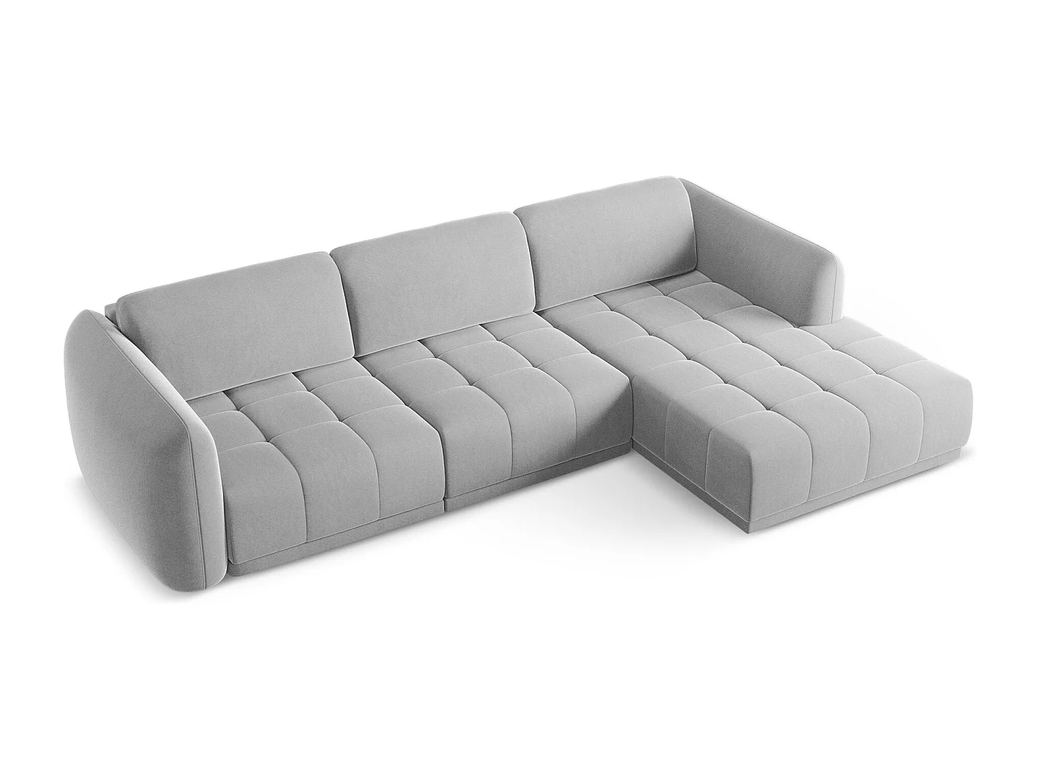 Ecksofa - Ecke Rechts - Samt - Grau - HOKU