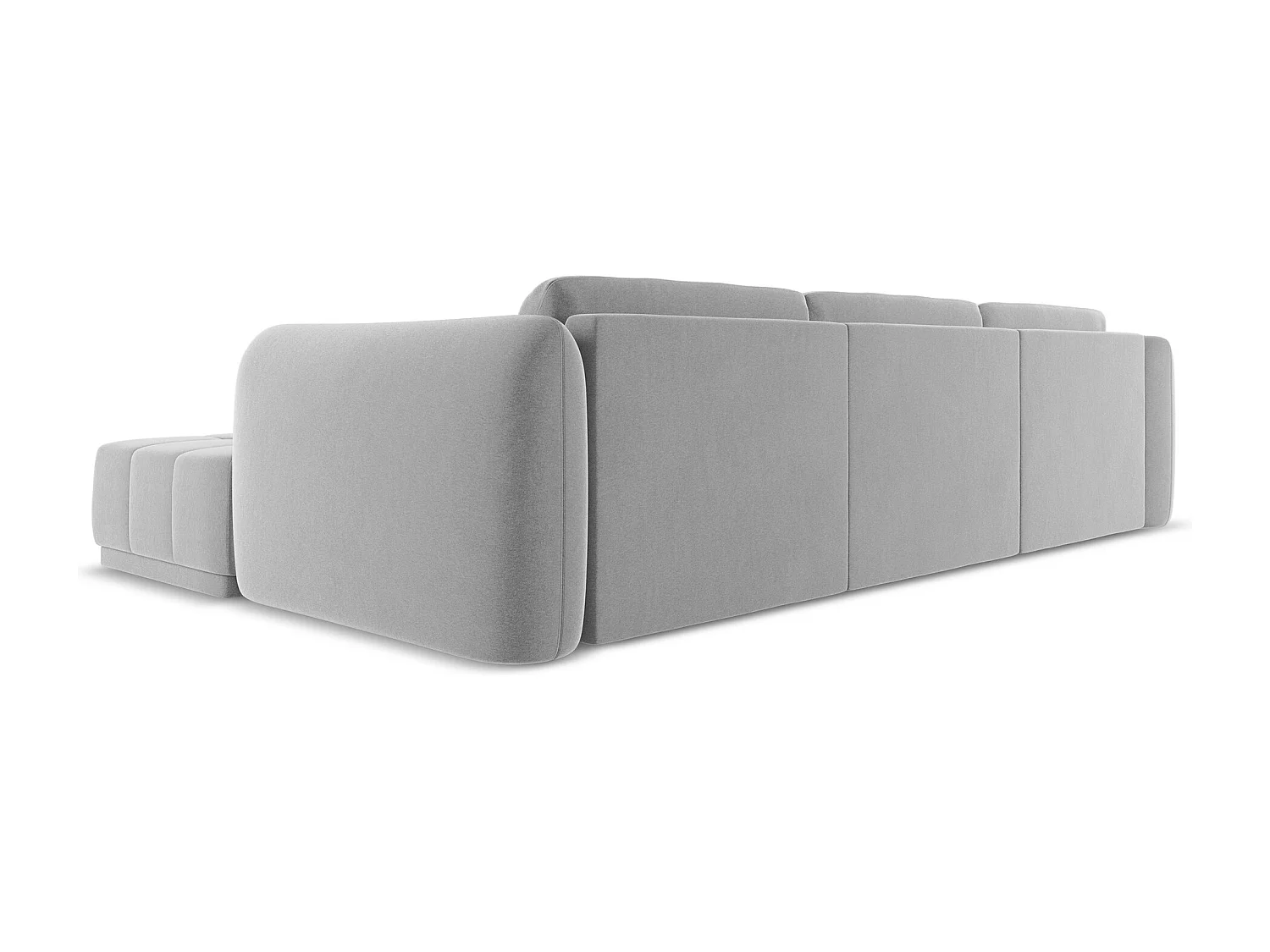 Ecksofa - Ecke Rechts - Samt - Grau - HOKU