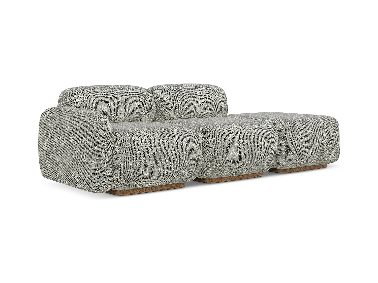 Canapé modulable 3 places droit en tissu texturé - beige foncé - AILANI