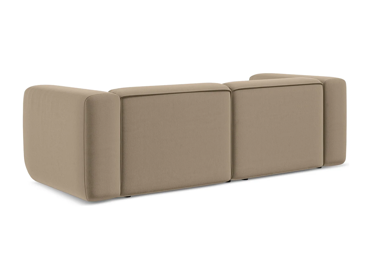 Driezits modulaire bank van lichtbeige velours - EKAHI