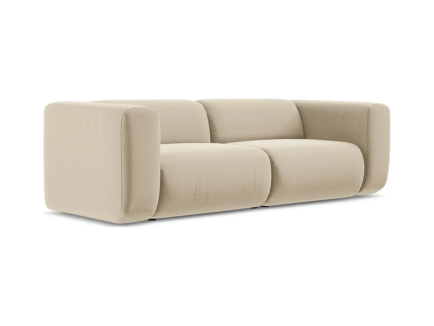 Canapé modulable 3 places en velours - beige clair - EKAHI