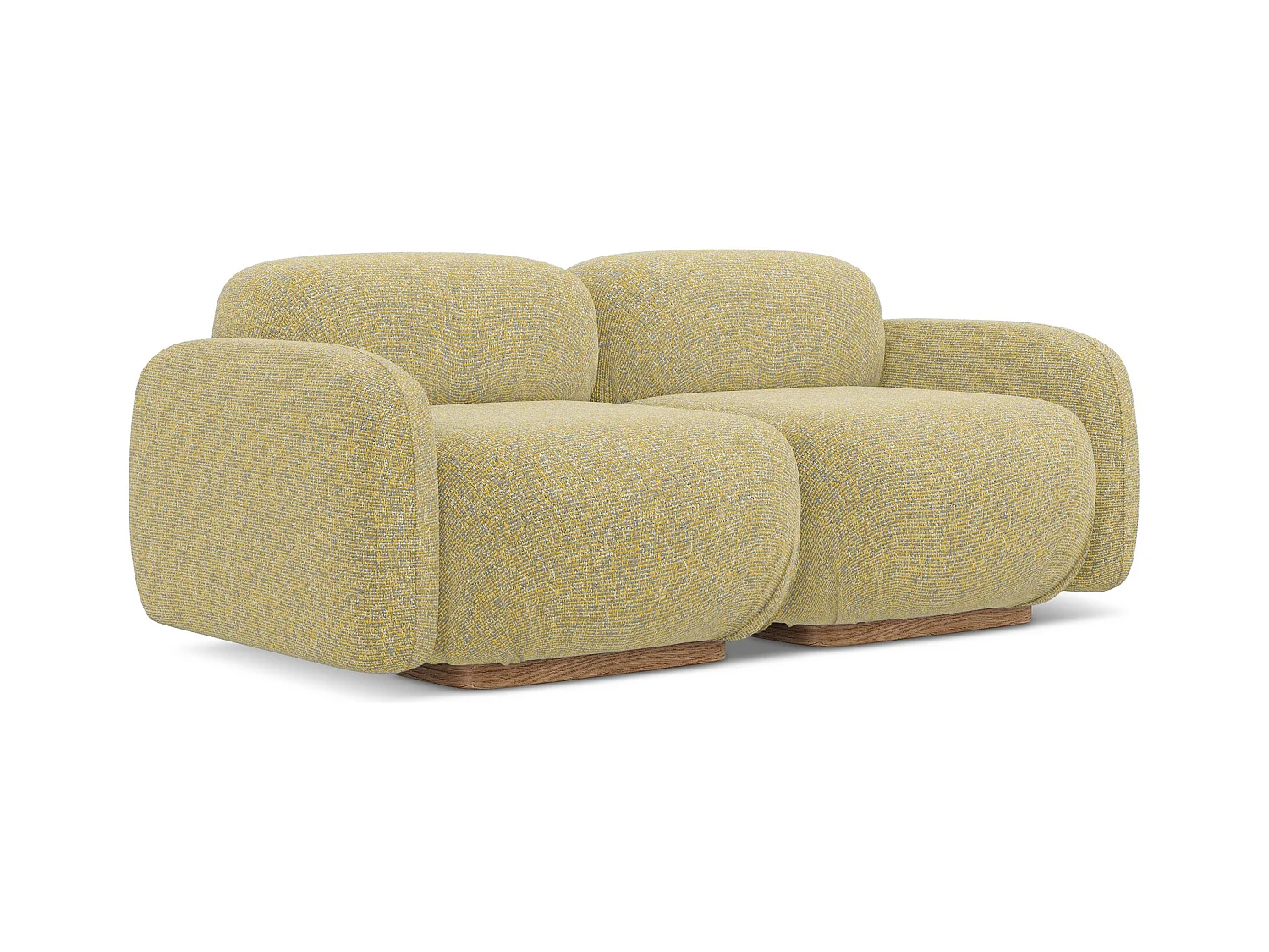 Canapé modulable 3 places en tissu texturé - moutarde - AILANI