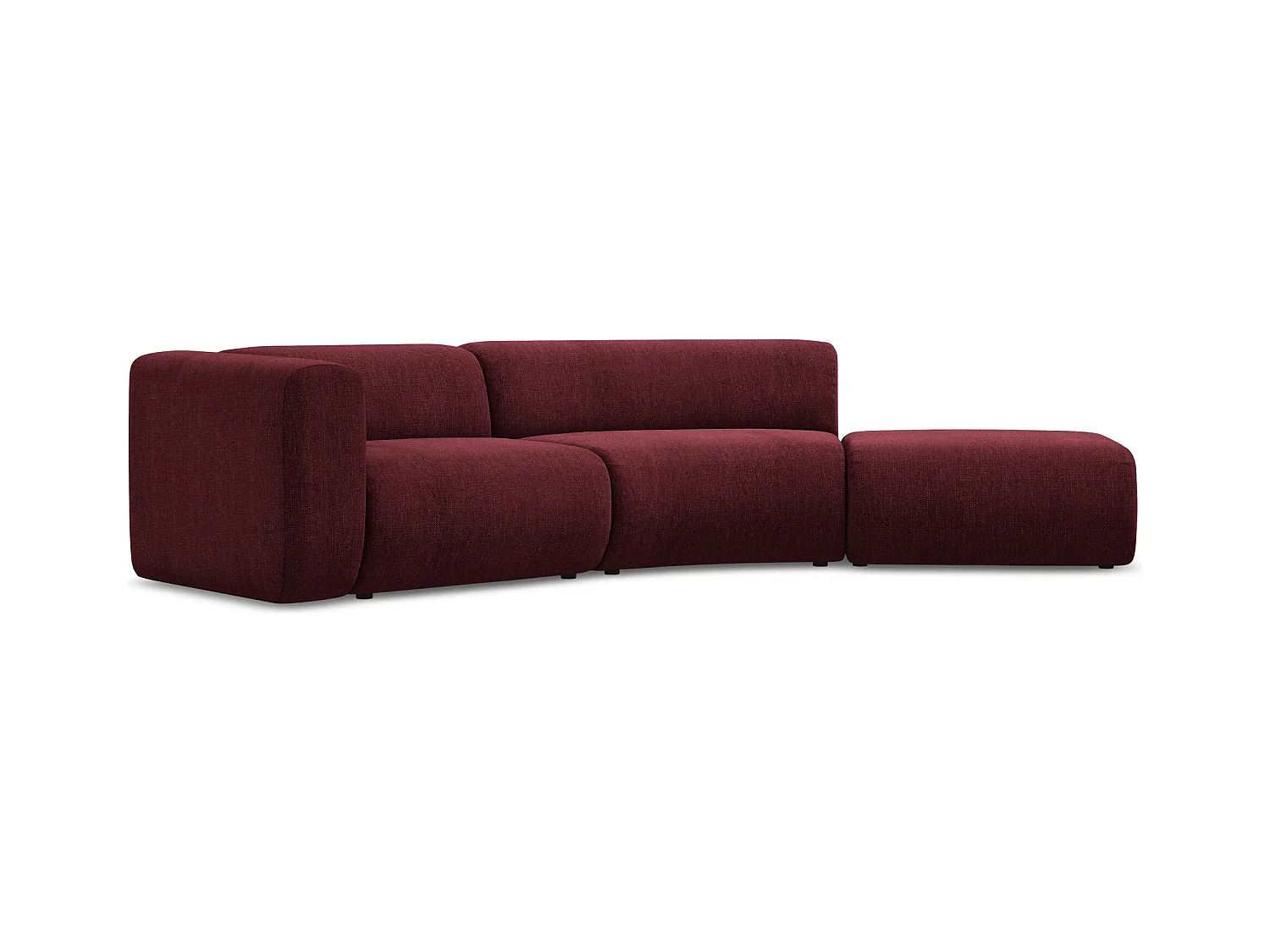 Canapé modulable 4 places droit en tissu chenille - bordeaux - EKAHI