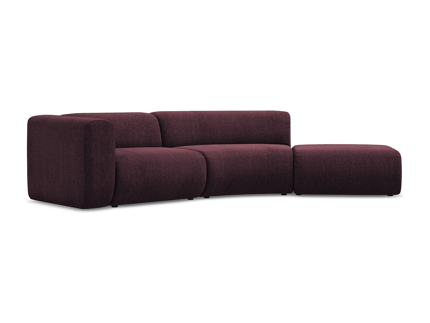 Canapé modulable 4 places droit en tissu chenille - bordeaux - EKAHI