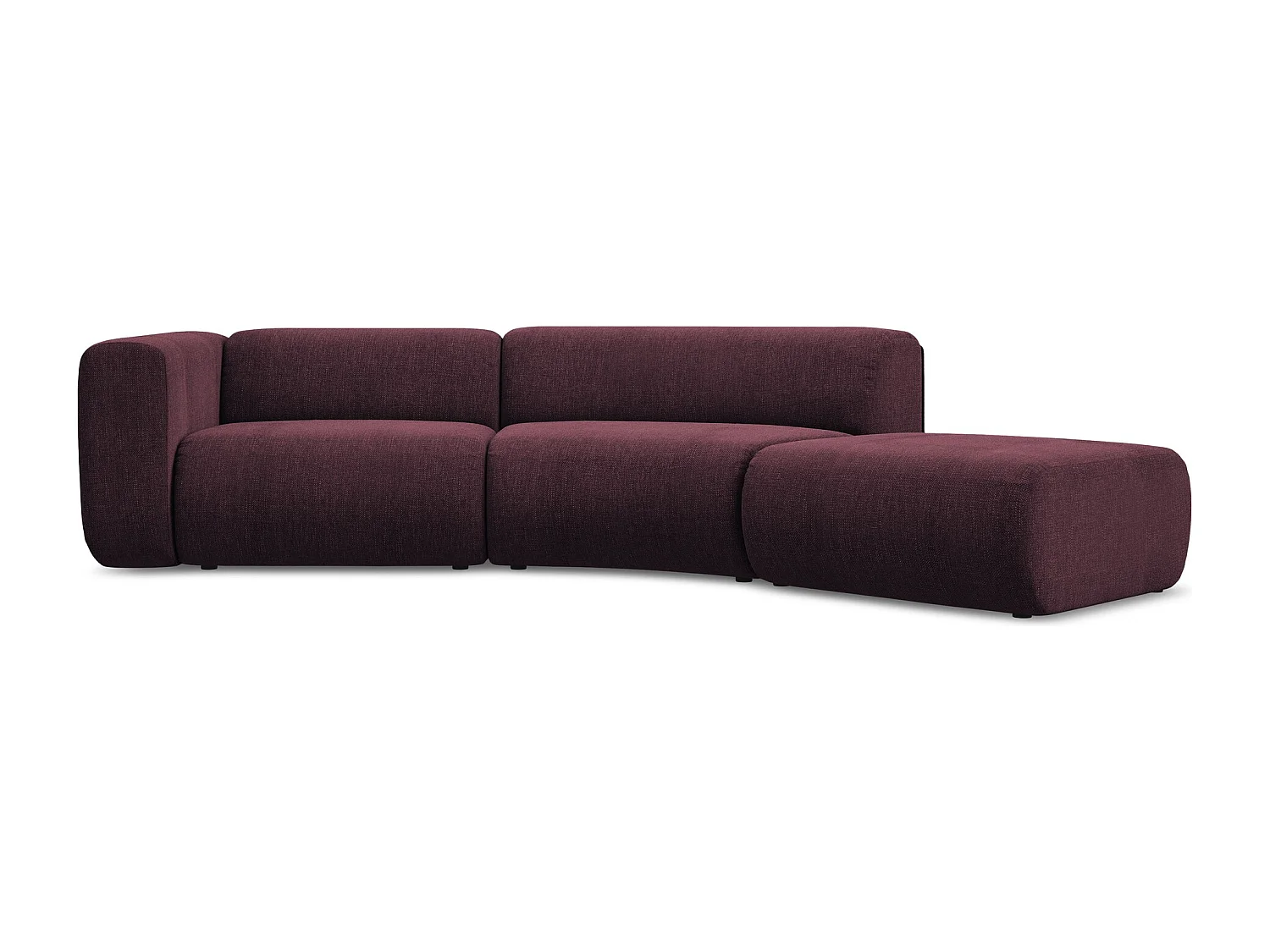 Canapé modulable 4 places droit en tissu chenille - bordeaux - EKAHI