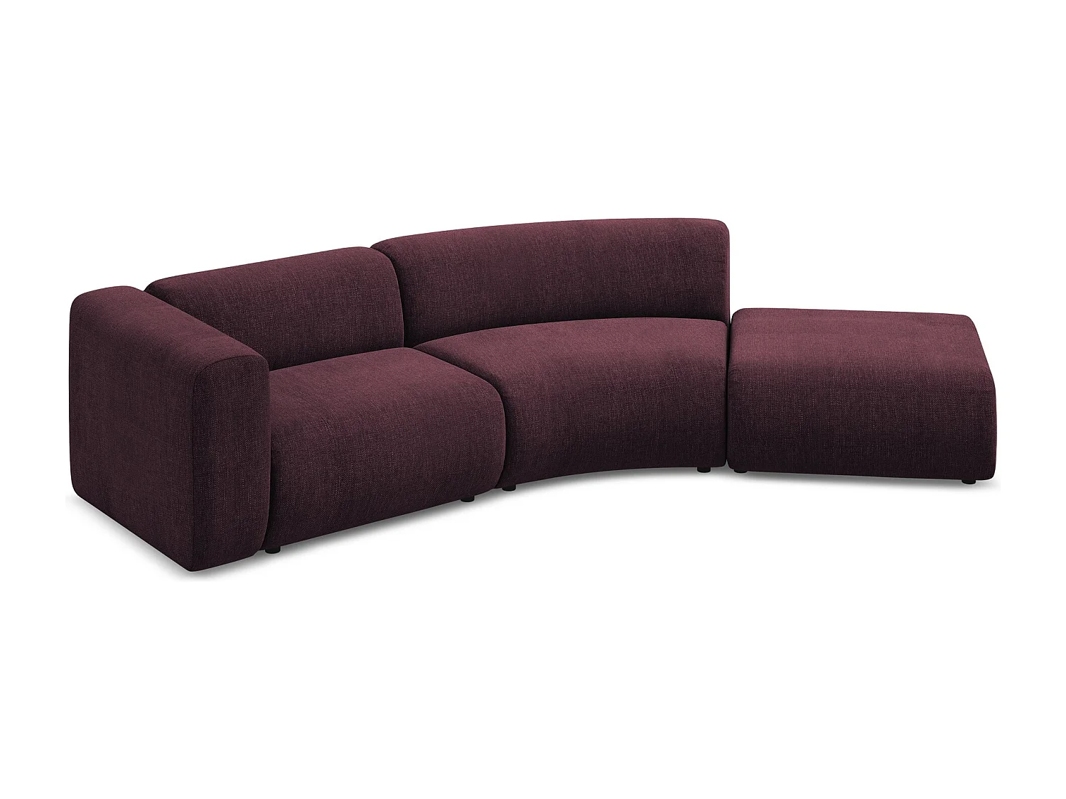 Canapé modulable 4 places droit en tissu chenille - bordeaux - EKAHI
