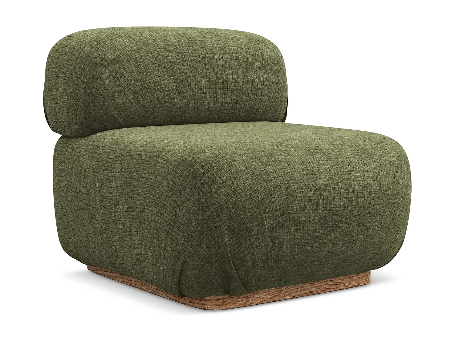 Módulo de sofá central em tecido chenille azeitona - AILANI