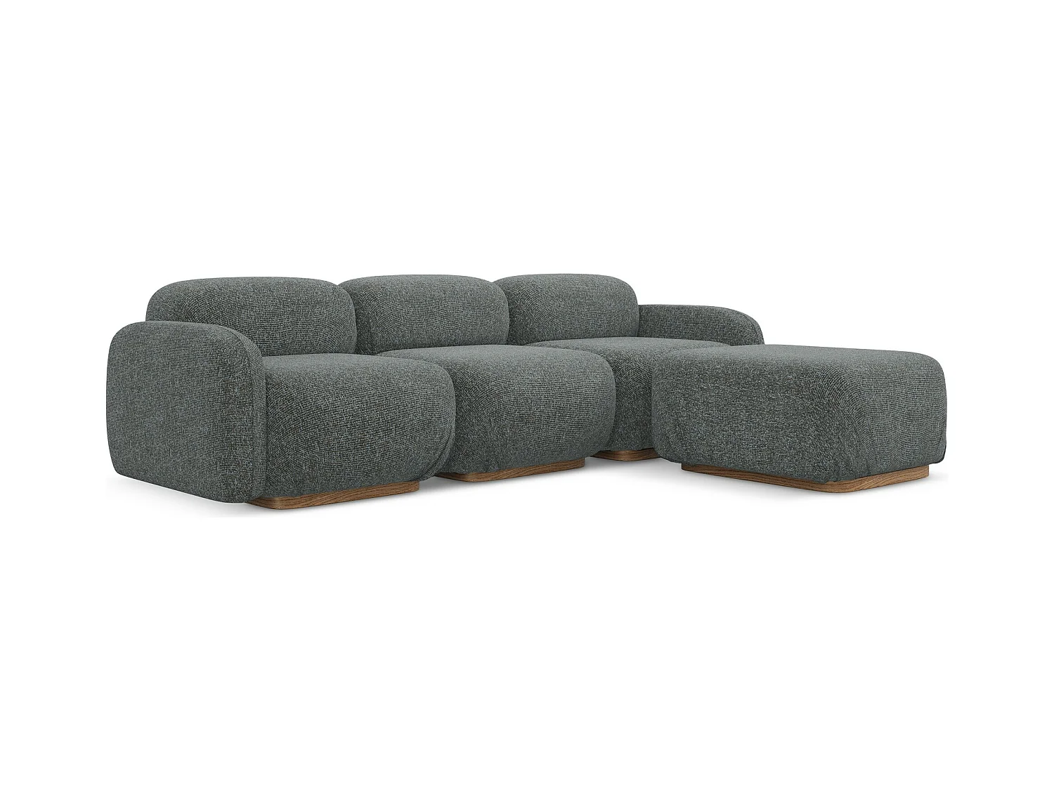 Canapé d'angle réversible en tissu texturé - acier - AILANI