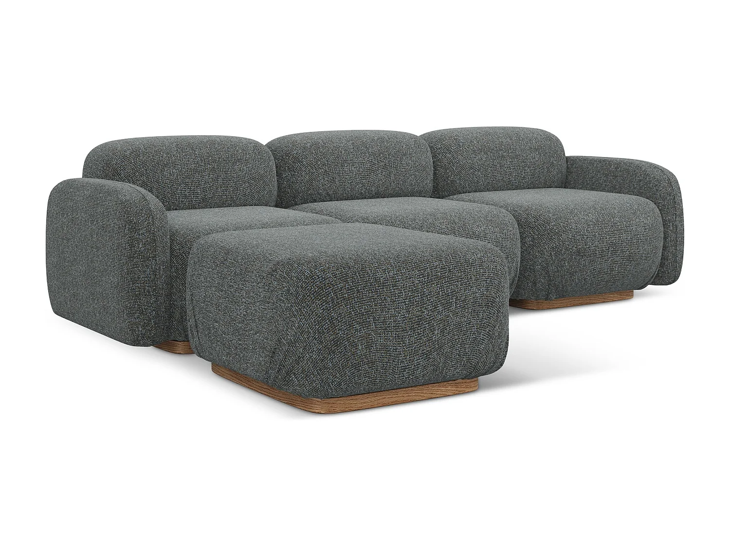 Canapé d'angle réversible en tissu texturé - acier - AILANI