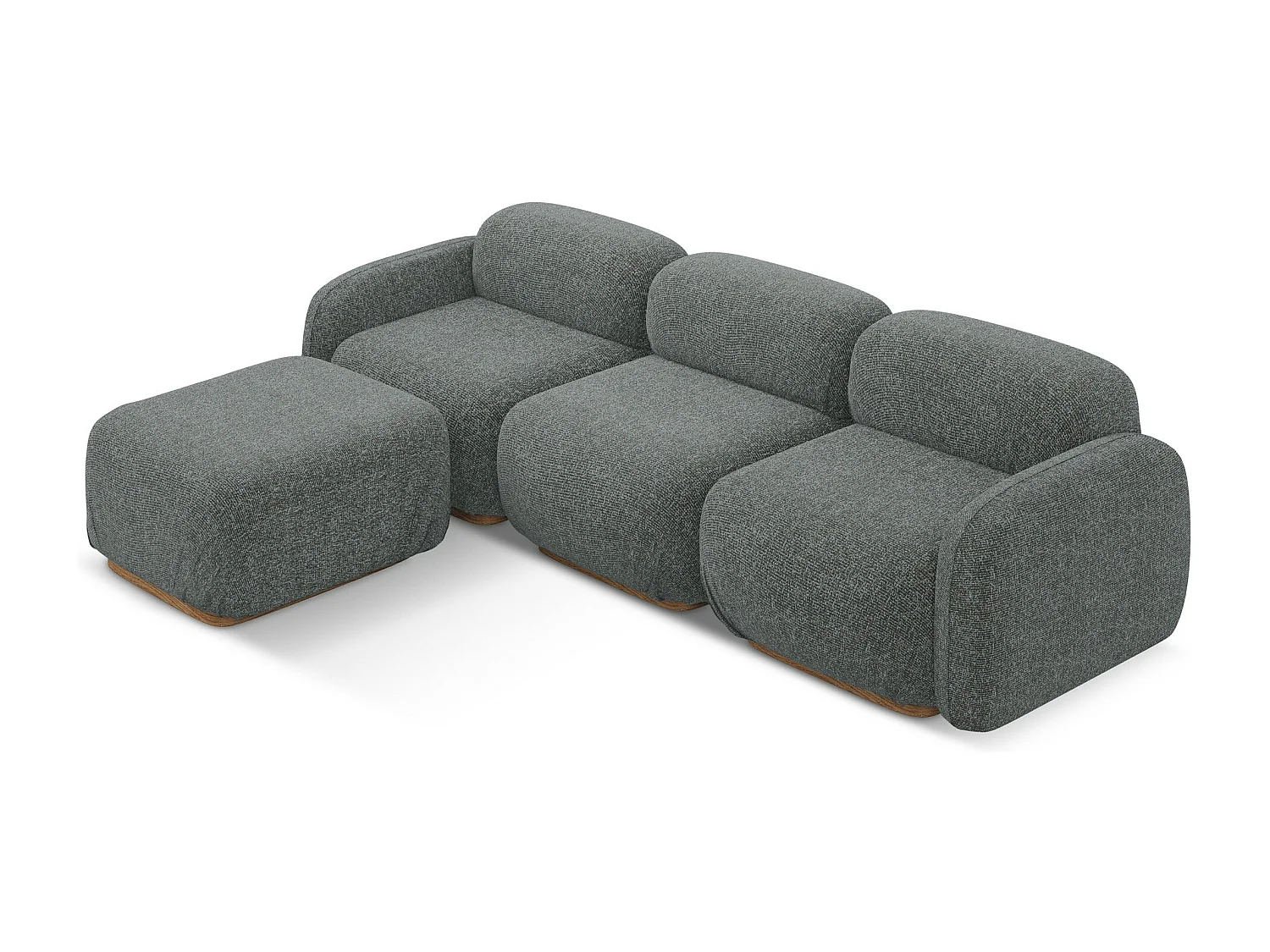 Canapé d'angle réversible en tissu texturé - acier - AILANI