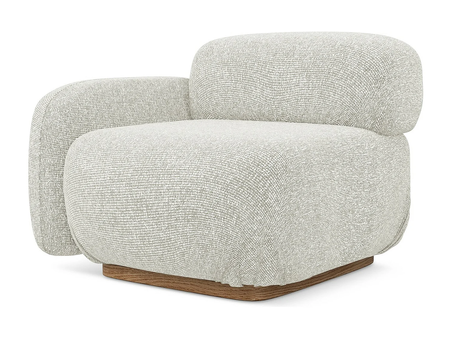 Module avec accoudoirs gauche en tissu texturé - beige clair - AILANI