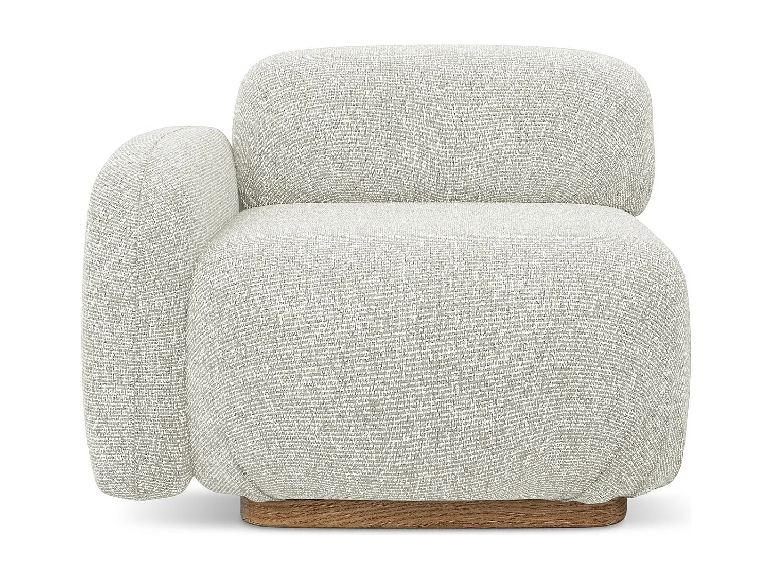 Module avec accoudoirs gauche en tissu texturé - beige clair - AILANI