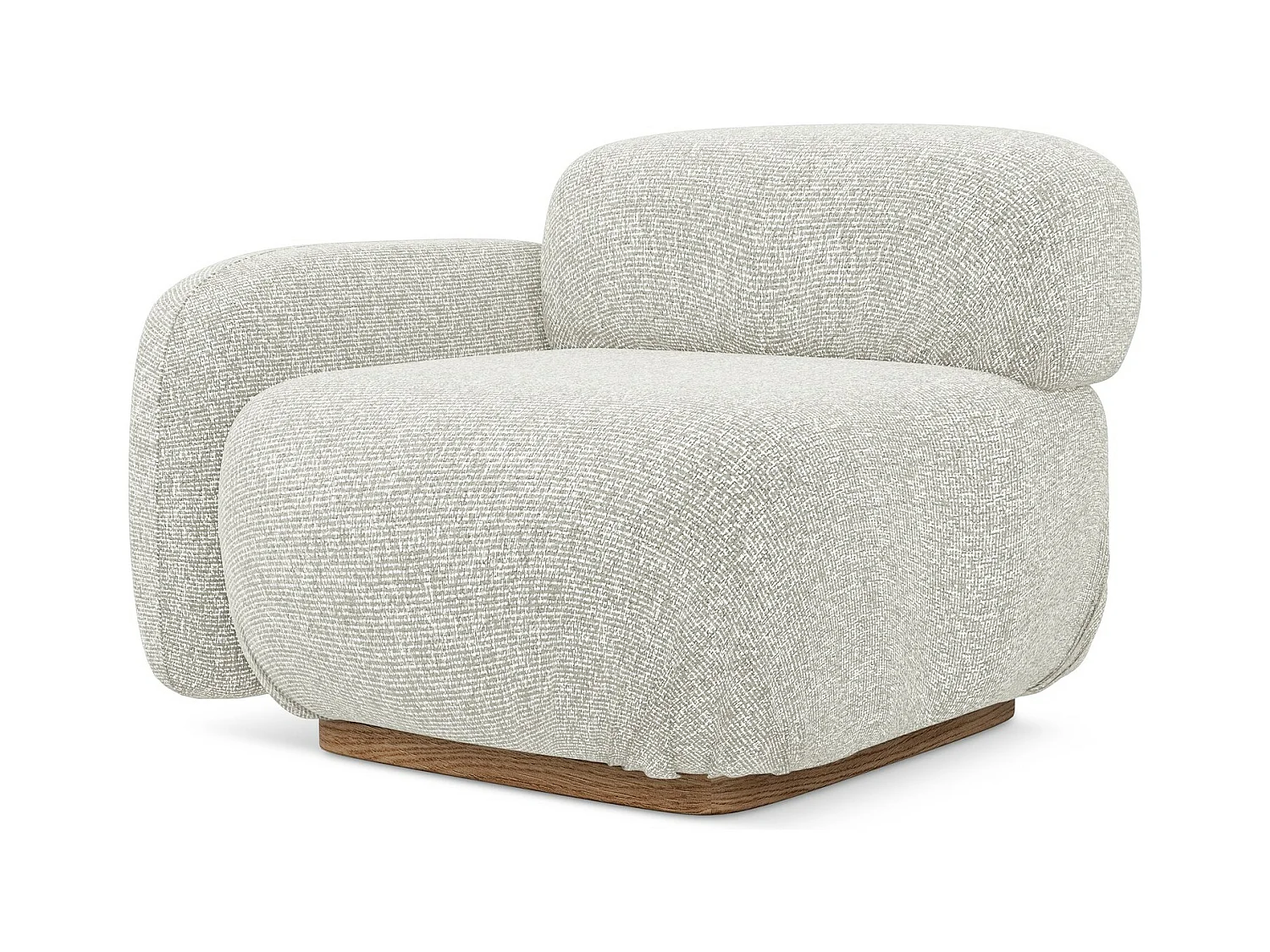 Bankmodule met armleuning links van lichtbeige textuurstof - AILANI