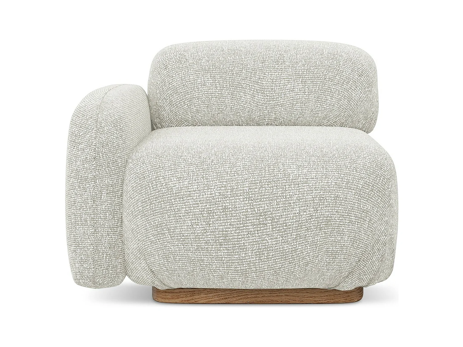 Sofá módulo con reposabrazos izquierdo de tela texturizada beige claro - AILANI