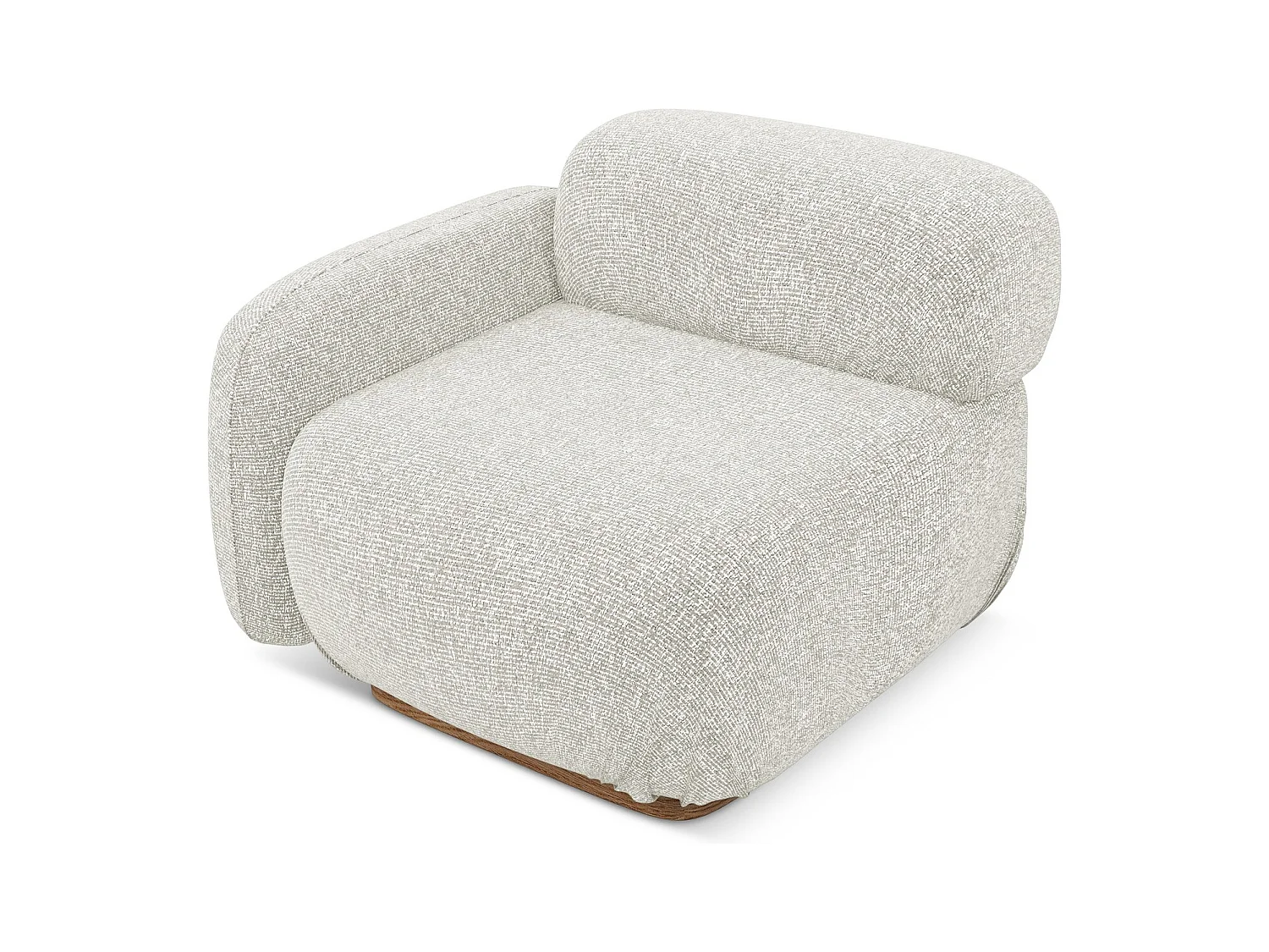 Sofá módulo con reposabrazos izquierdo de tela texturizada beige claro - AILANI