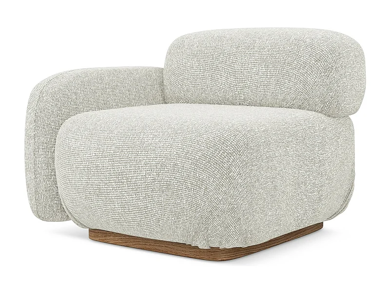 Bankmodule met armleuning links van lichtbeige textuurstof - AILANI