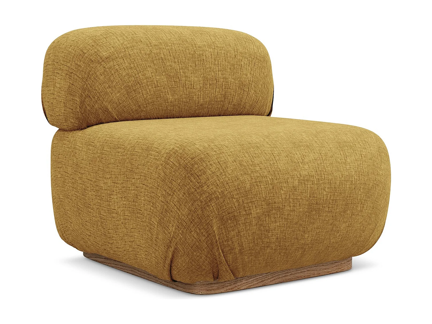 Bankmodule midden van mosterd chenille stof - AILANI