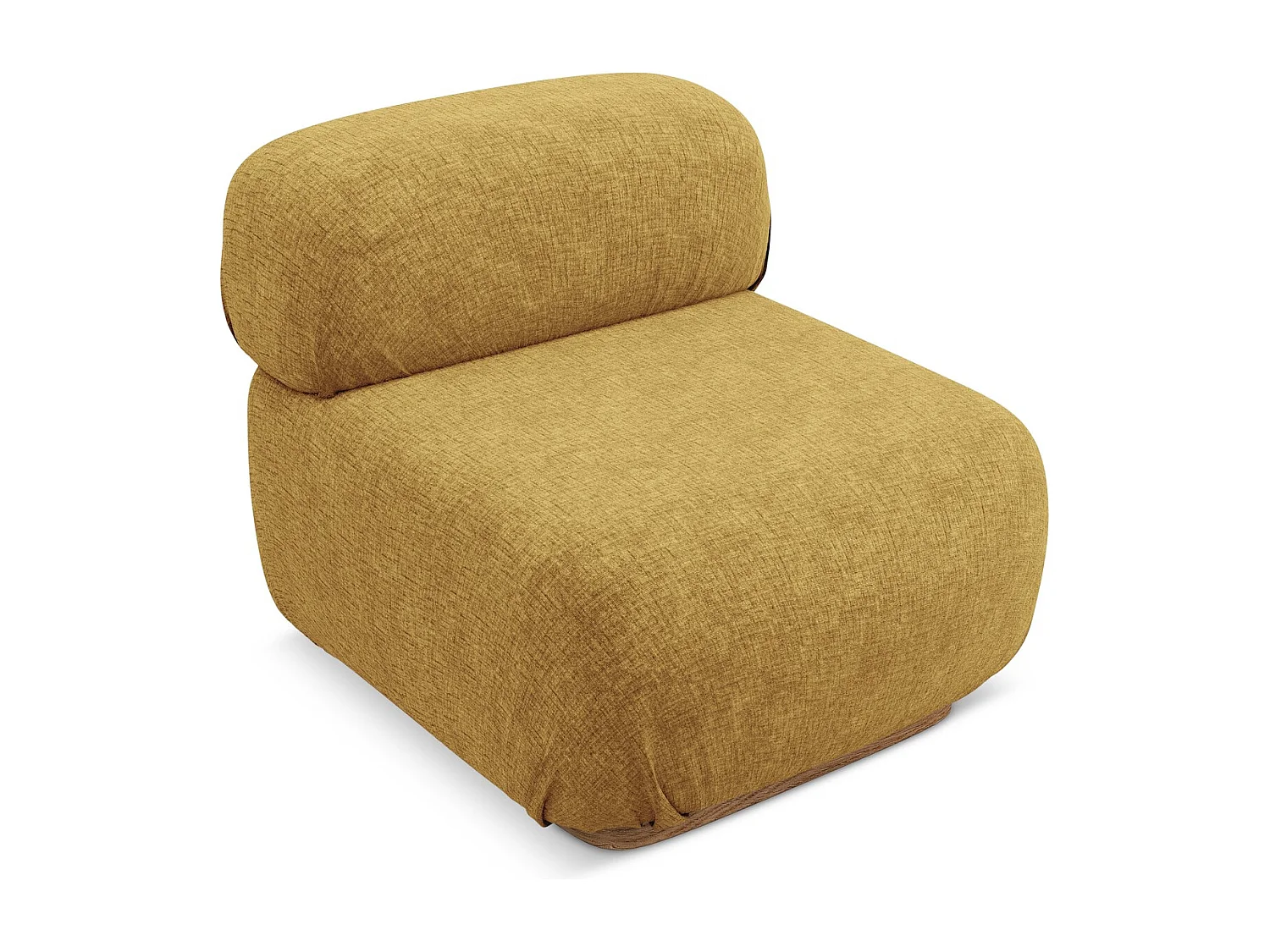 Bankmodule midden van mosterd chenille stof - AILANI