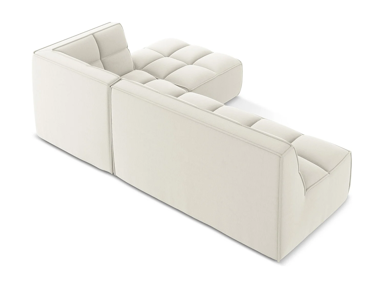 Modulaire hoekbank rechts van lichtbeige velours - KALAI