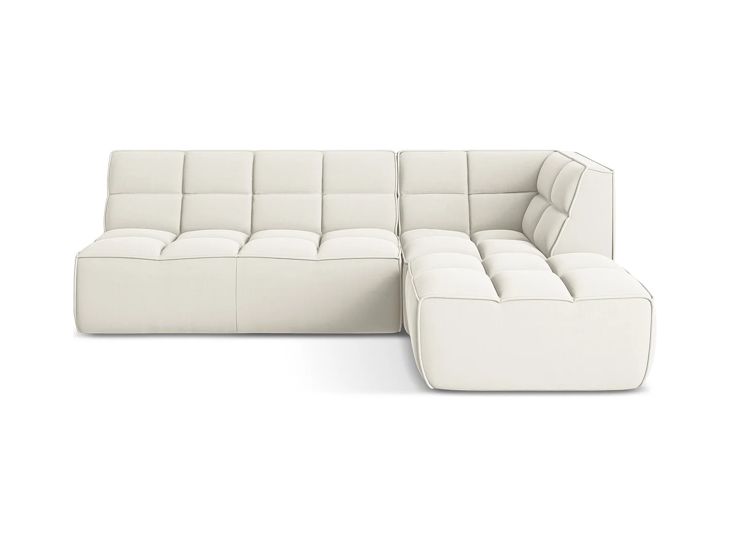4-Sitzer Modulares Ecksofa - Ecke Rechts - Samt - Hell beige - KALAI