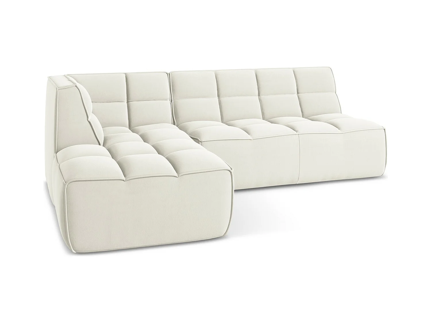 4-Sitzer Modulares Ecksofa - Ecke Rechts - Samt - Hell beige - KALAI