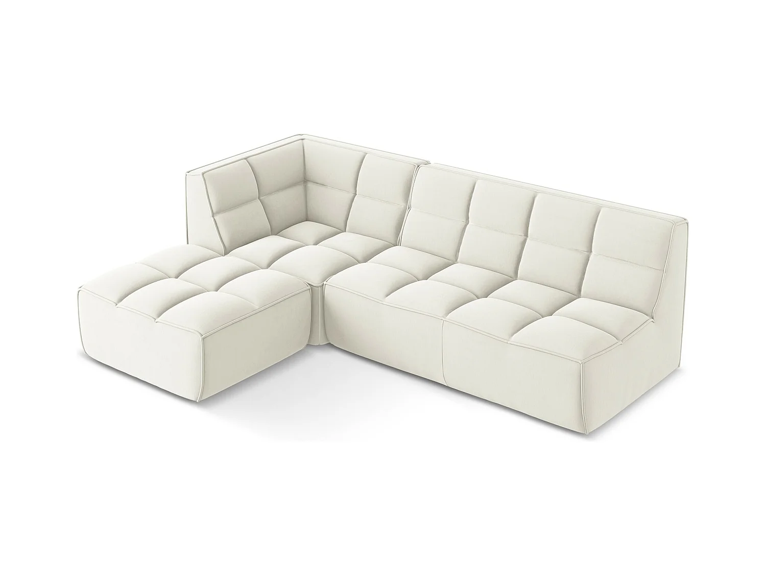 4-Sitzer Modulares Ecksofa - Ecke Rechts - Samt - Hell beige - KALAI