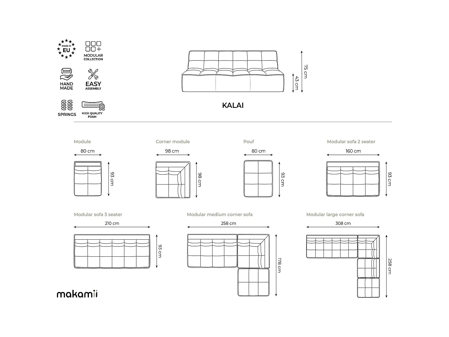 4-Sitzer Modulares Ecksofa - Ecke Rechts - Samt - Hell beige - KALAI