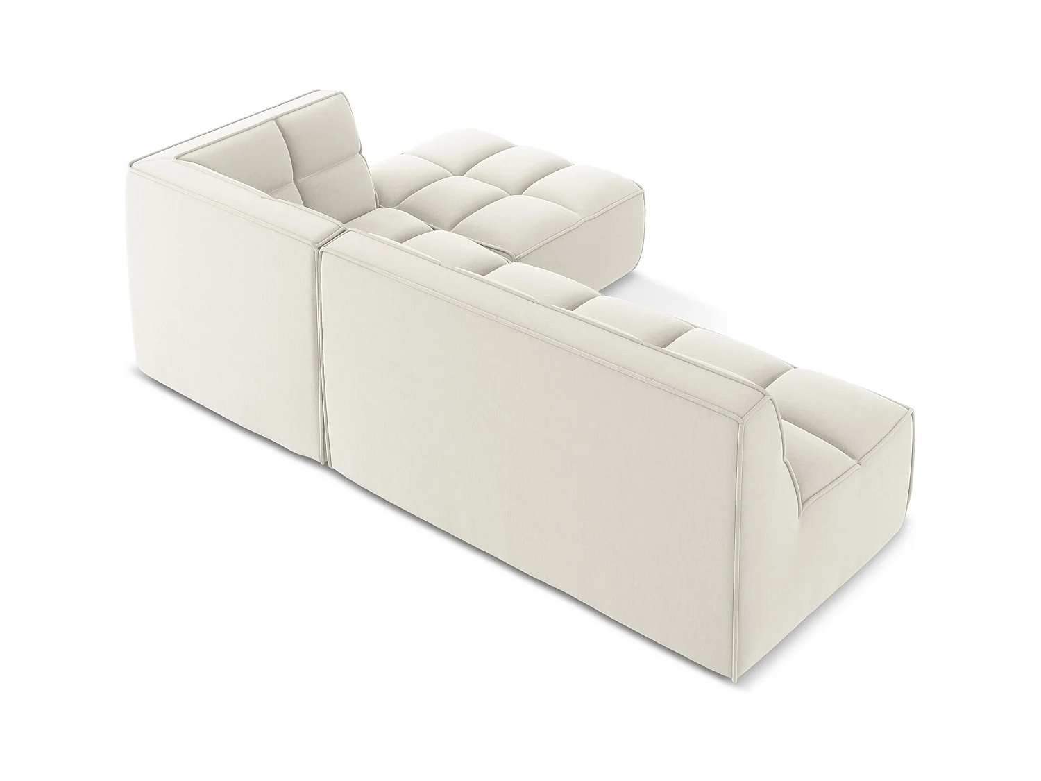 4-Sitzer Modulares Ecksofa - Ecke Rechts - Samt - Hell beige - KALAI