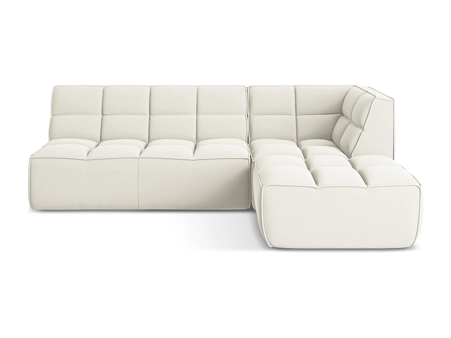 Modulaire hoekbank rechts van lichtbeige velours - KALAI