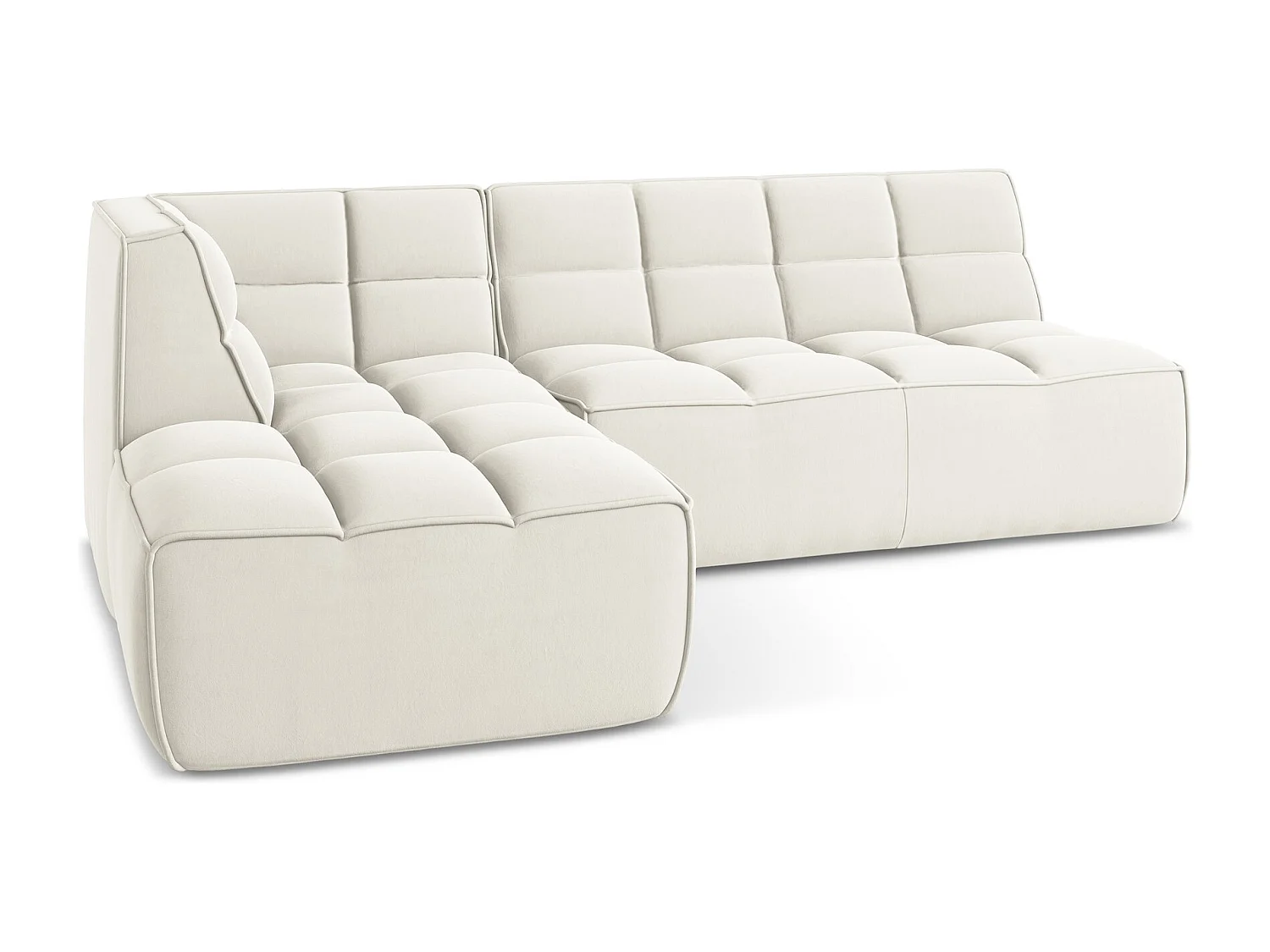 Modulaire hoekbank rechts van lichtbeige velours - KALAI