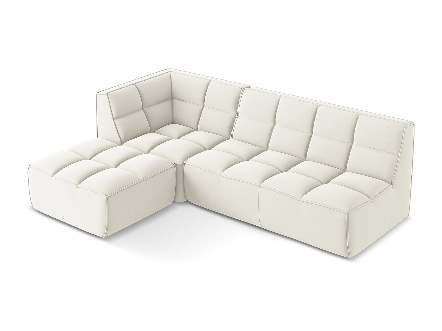 Modulaire hoekbank rechts van lichtbeige velours - KALAI