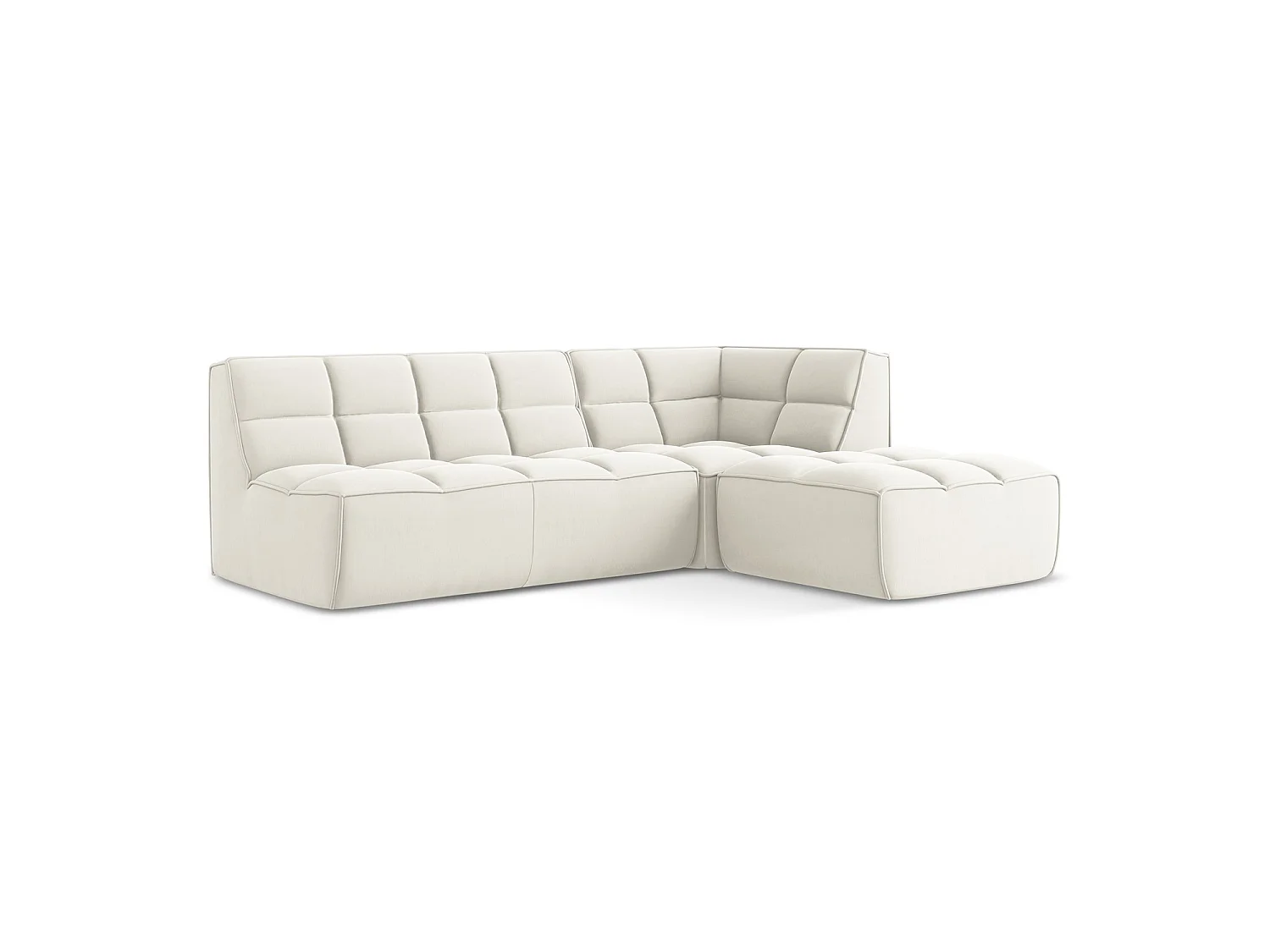 4-Sitzer Modulares Ecksofa - Ecke Rechts - Samt - Hell beige - BELLUNO