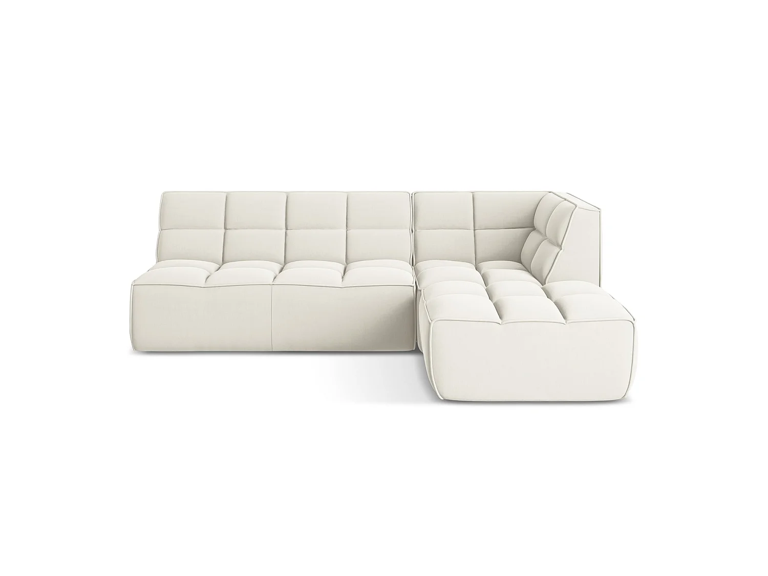 4-Sitzer Modulares Ecksofa - Ecke Rechts - Samt - Hell beige - BELLUNO